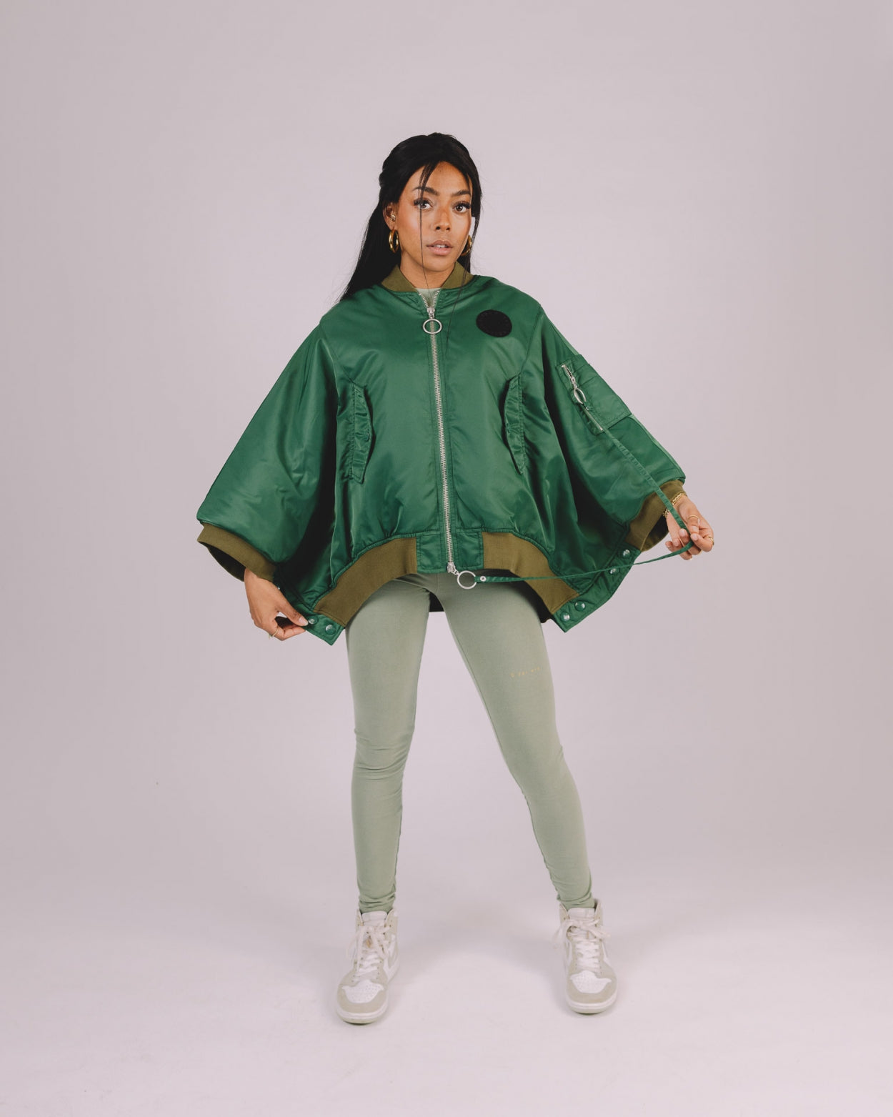 Nona Poncho Bomber Jacket | hunter green - Once We Were Warriors